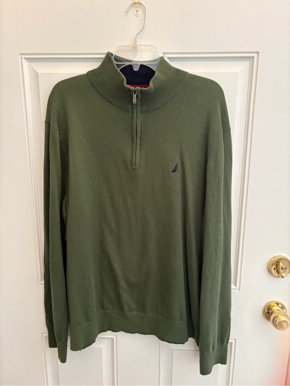 Nautica Men's Olive Green Quarter-Zip Sweater